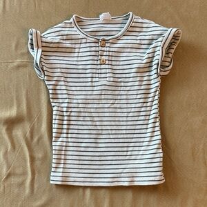 Jamie Kay Buttoned Stripe Tee - Cream and Black